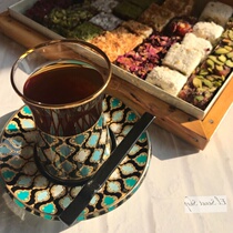 Tea Tea Tea Turkey Import Cup European-style One dish with stirring stick Hot Drinking Home Heat Drinking cup Creative Glass Cup