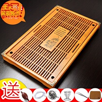 Solid wood tea tray Household Kung Fu tea set Tea table Tea sea tea tray Simple storage and drainage bamboo tray Mini small tea house