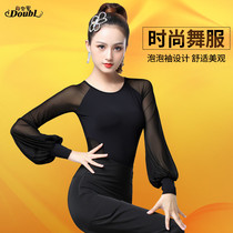 Dambao Rooku Winter Latin Dance Practice Costume blouses Body Dancing Clothes National Mark Dancing Women Morden Dance Long Sleeve Dance Suit