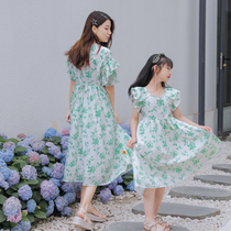 With artisan 2022 summer dress new green Broken Flowers Slim art pro dress Dress Loose Holiday Mother Women Dress