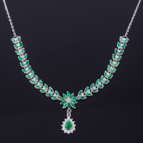 Luxurious and beautiful Colombian ancestral green 925 silver plated platinum natural progenitor green necklace High spec Supervalue