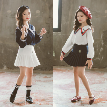 Girls doll shirt set foreign atmosphere children Sports autumn clothes 2021 New College Style children jk skirt two-piece set