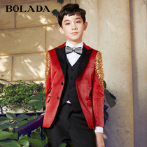  Childrens suit suit dress boys middle and large childrens small suit flower girl handsome catwalk host piano performance suit Summer