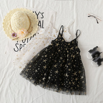 ins small skirt summer girls dress small children Korean sling star female baby mesh princess dress
