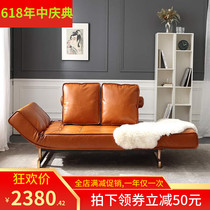 Direct sales Nordic leather art living room bed multi-function foldable double single sofa Small apartment study office dual-use