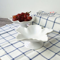 Creative European-style plate Pure white ceramic fruit plate Irregular high-legged cake dessert plate Western-style tableware personality plate