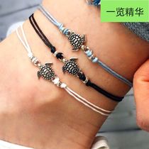 Wax rope turtle anklet bracelet beach anklet fashion lady