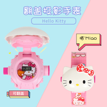 Watch projection children 3d stereo female cartoon toddler kt cat electronic watch kitty baby toy girl primary school