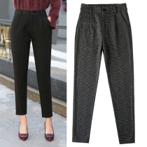 Plaid Haren pants women loose 2019 autumn and winter New High waist slim casual nine straight suit radish pants