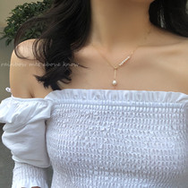 Pearl pendant necklace female tide temperament Net red ins light luxury niche design sense choker simple retro neck chain