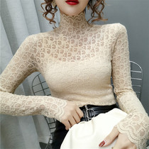 Lace Tall Tie - up shirt in autumn and winter with long sleeves t - shirt in spring and autumn and fall 2020 new black gas tops