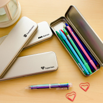 Love Korean small fresh creative tinplate stationery box Elementary school student pencil box Multi-functional iron box storage box