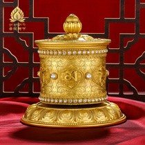 Finger twist six-character mantra wheel car-mounted ornaments manual size Tibetan pure copper household lotus prayer wheel