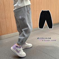 Meng Meng Da 2022 New Mens pants Spring-autumn-style baby Kindergarten Divine Pants Children Foreign Air Casual Long Pants