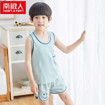 South Pole Scout children boy boy pure cotton vest suit CUHK boy baby sleeveless air conditioning home in summer clothes thin