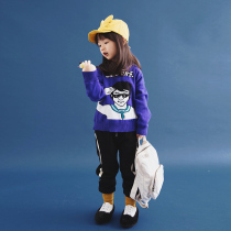 Pear small idle winter New Girl cartoon sweater plus velvet thick sweater childrens knitted sweater E84A1674