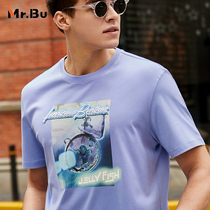 Mr Bu horse cotton short sleeve T-shirt male spring and summer personality for young mens blouse GT01073