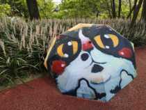 Three packs of noodles commissary original popular cute cat vinyl rain and rain dual-use automatic umbrella recommended sunscreen umbrella Umbrella large