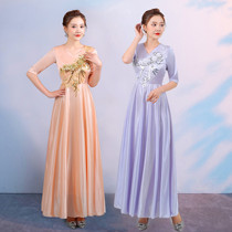 Performance clothes women 2020 new Chinese style big choir dress elegant retro slim National style performance dress