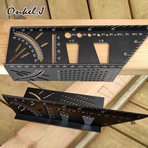 Aluminum alloy multifunctional angle ruler 45 degrees 90 through line angle ruler three-dimensional woodworking stop type fixed point gauge