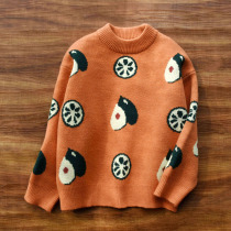 Girls sweater jacket head loose children Korean version blouses girl foreign air needle cardiovert autumn winter 2021 new childrens clothes