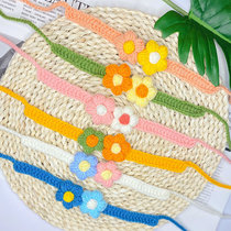 Cat collar Pet dog Hand wool woven cute collar Kitten soft flower collar Photo jewelry