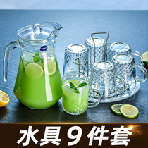 Glass glass household Set 6 sets of heat-resistant thickened cold water bottle cup tea cup juice cup beer glass Milk Cup