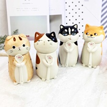 Couple Cup ceramic cup mug with lid with spoon creative a pair of gifts cute super cute handmade water Cup