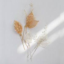 Natural high-quality hair accessories Original hand-made natural leaves Special crystal artistic conception Bridal hair accessories hairpin hair fork