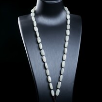 Hetian Jade white jade necklace lanyard hand-woven old bead pendant Jade Pei Jade brand lanyard for men and women with certificate