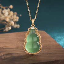 Online Red Live Fulfillment China Wind National Accessories High Ice Green Jade Medullary Gourd Foru Pendant Retro Necklace Woman