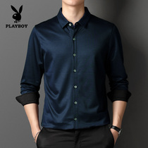 Flowers Playboy Mulberry Silk Men Long Sleeve Shirt Spring Autumn Season New Casual Handsome Air Liner Dress Korean Version Trendy Mens Fashion