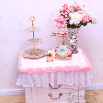 Pink rose lace satin bedside cabinet cover tablecloth dust tablecloth bedside table cover tablecloth tablecloth