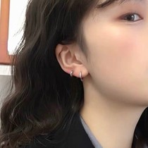 Solid cylindrical ear bone ring 925 sterling silver double ear earrings female personality small earrings female simple earrings male