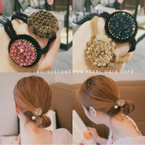 Net red ins leather band hair rope headdress BAO WEN head rope female simple Korean rhinestone Hairband hair imitation pearl hairclip