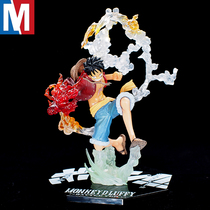 High-quality version of One Piece Fire Fist Luffy Combat Edition Two-dimensional animation hand-run model car ornaments gift toys