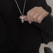 Cute Little Bear Necklace BODY 925 PURE SILVER PERSONALITY 100 HITCH LONG WOOL CLOTHING CHAIN MALE AND FEMALE LOVERS SLEEVE CHAIN