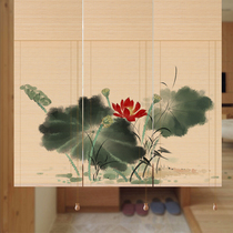 Lotus printing bamboo curtain roller curtain curtain partition printing and painting tea room sweat steam room tatami Japanese and Japanese spray painting curtain
