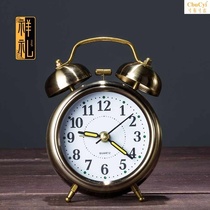 European fashion retro metal Silent Alarm Clock bedroom bedside study clock American simple small seat clock with hanging ring