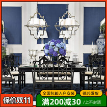 JSM American modern black solid wood dining table Nordic minimalist villa apartment long dining table living room dining table and chair combination