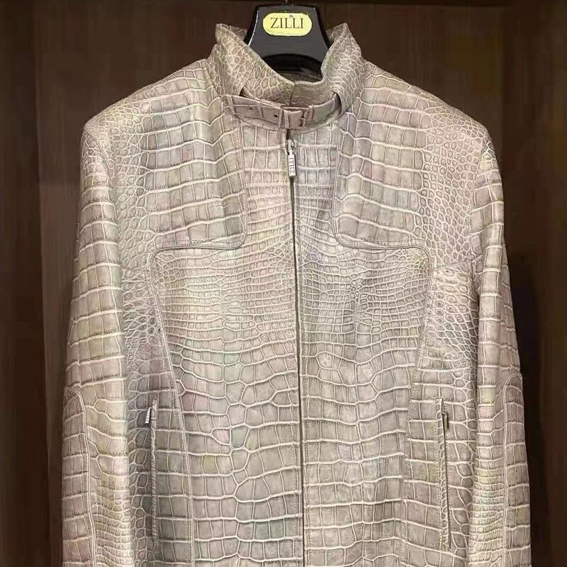 Zilli Imported Himalayan Classy Crocodile Leather Men's Medieval Leather Jacket Genuine Leather Jacket