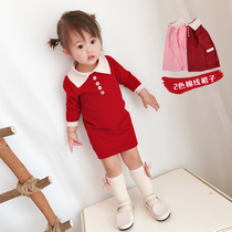 Childrens clothing baby spring and autumn clothing 2019 new foreign style thin long Autumn Sweater Girl pullover sweater skirt