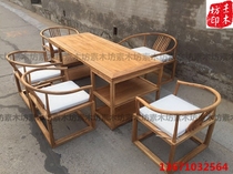 New Chinese tea table conference table old elm tea ceremony table black walnut tea house Zen club furniture customization