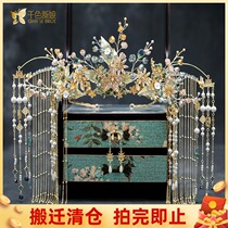 Bride headdress Chinese phoenix crown wedding costume hair accessories set 2021 new showy clothing dragon and phoenix jacket accessories zimu
