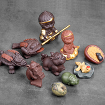 Purple Sand Monkey King Cow Tea Pet Dragon Turtle Golden Toad lucky ornaments Zen tea ceremony decoration Tea table Tea play monkey car load