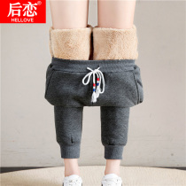 Ultra-thick and thick gush with underpants female outside wearing autumn winter sports pants woman casual pants lamb suede pants cotton pants female