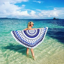 Beach mat seaside floor oversized round cloth blanket mat towel female summer sunscreen summer round mat Beach