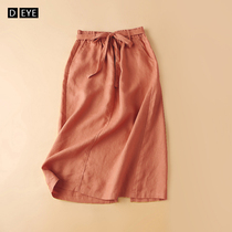 Linen halfbody dress Women 2022 Summer art High waist cotton linen length Skirt Summer Hemp Material A dresses