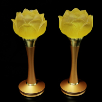  Taiwan pure copper glazed lotus lamp Lotus lamp Home Guanyin lamp Buddha Lamp Changming Lamp LED colorful Buddha lamp