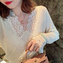 Fenchy 2021 new white lace base shirt Womens interior spring foreign style long sleeve Joker sweater top